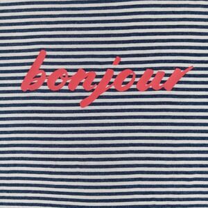 Banana Republic Womens Small Supima Cotton Bonjour Striped Graphic Tee Navy Blue